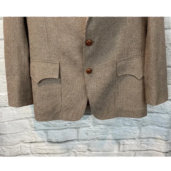 Vintage H BAR C Ranchwear Mens Western Brown Wool Plaid Elbow Patch Blazer Sz 44